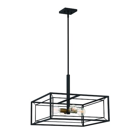 Designers Fountain Within 60 Watt 4 Light Matte Black Pendant with Cage Shade D237M-22P-MB